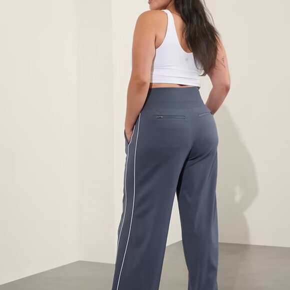 Venice High Rise Track Stripe Wide Leg Pant, Granite Blue/White Stripe - NWT! - Picture 3 of 7